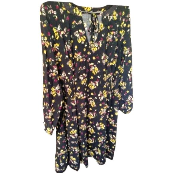 TORRID Multi- Color Floral Print Challis Smocked Waist Dress. - Picture 5 of 16